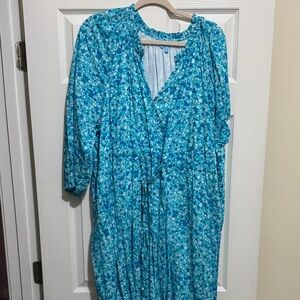Draper James Blue Floral Long Sleeve Dress